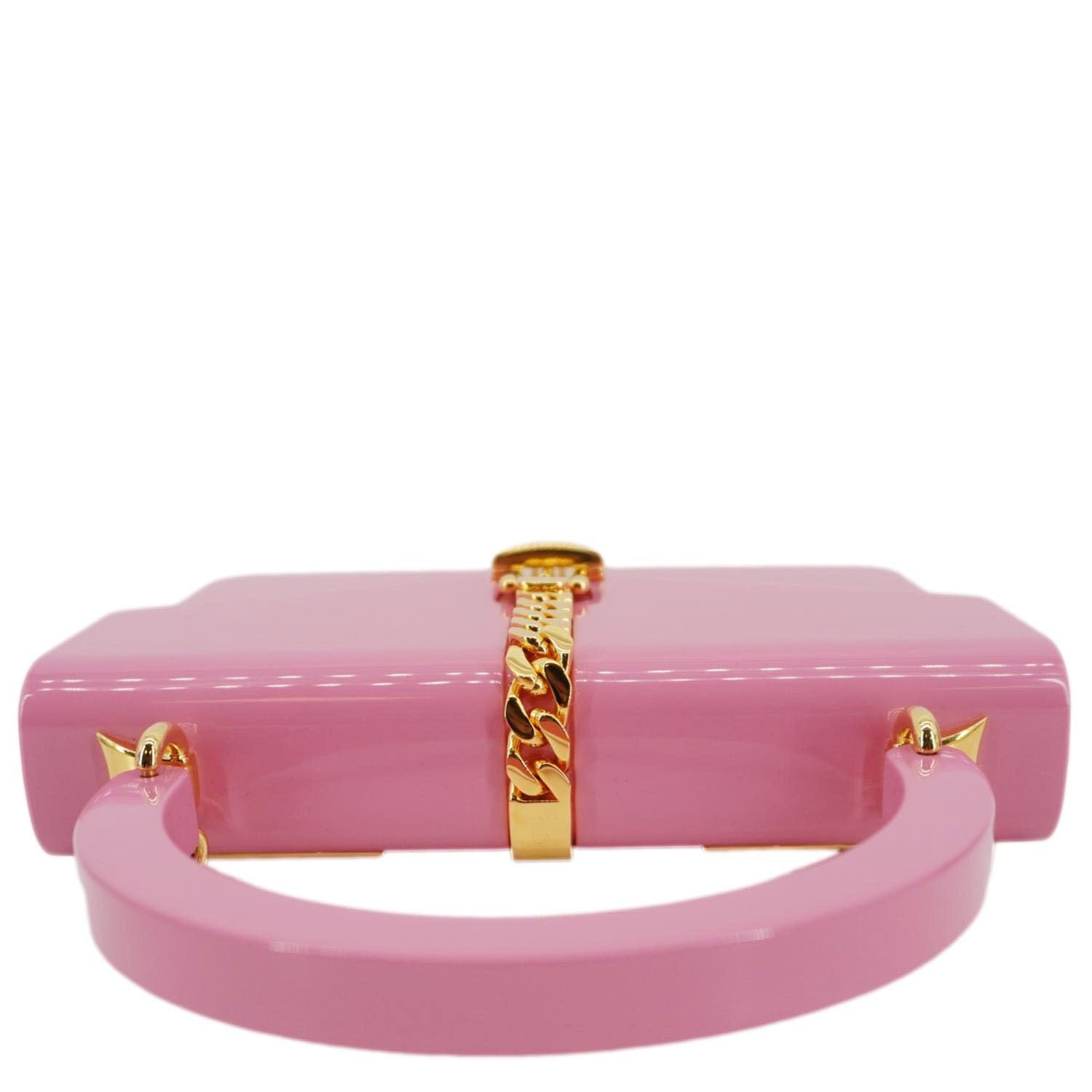 GUCCI Sylvie 1969 Plexiglass Top Handle Crossbody Bag Pink 589482