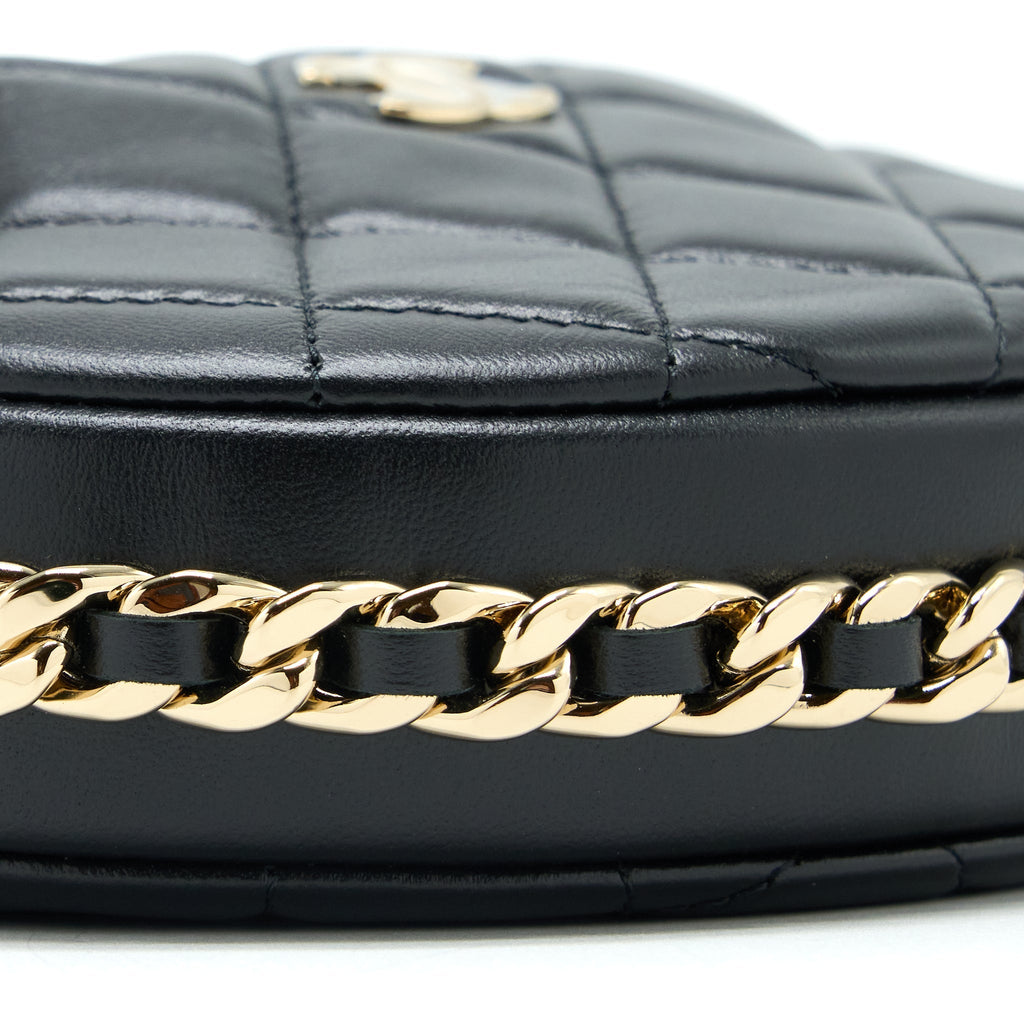 Chanel 23C Round Clutch Lambskin Black L (Microchip)