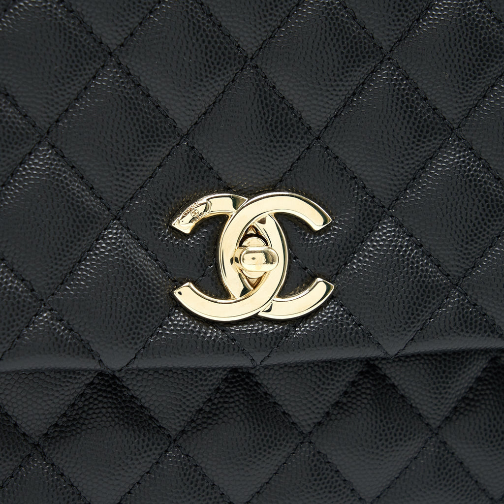 Chanel Small Coco Handle Flap Bag Caviar Black L
