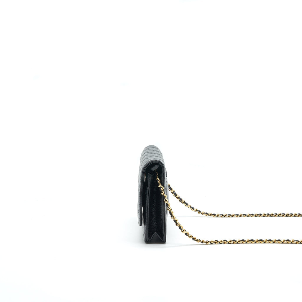 CHANEL WALLET ON CHAIN CAVIER BLACK WITH