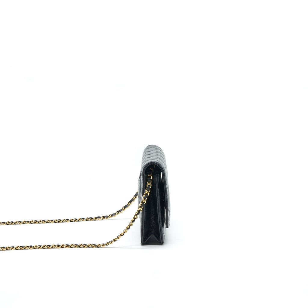 CHANEL WALLET ON CHAIN CAVIER BLACK WITH