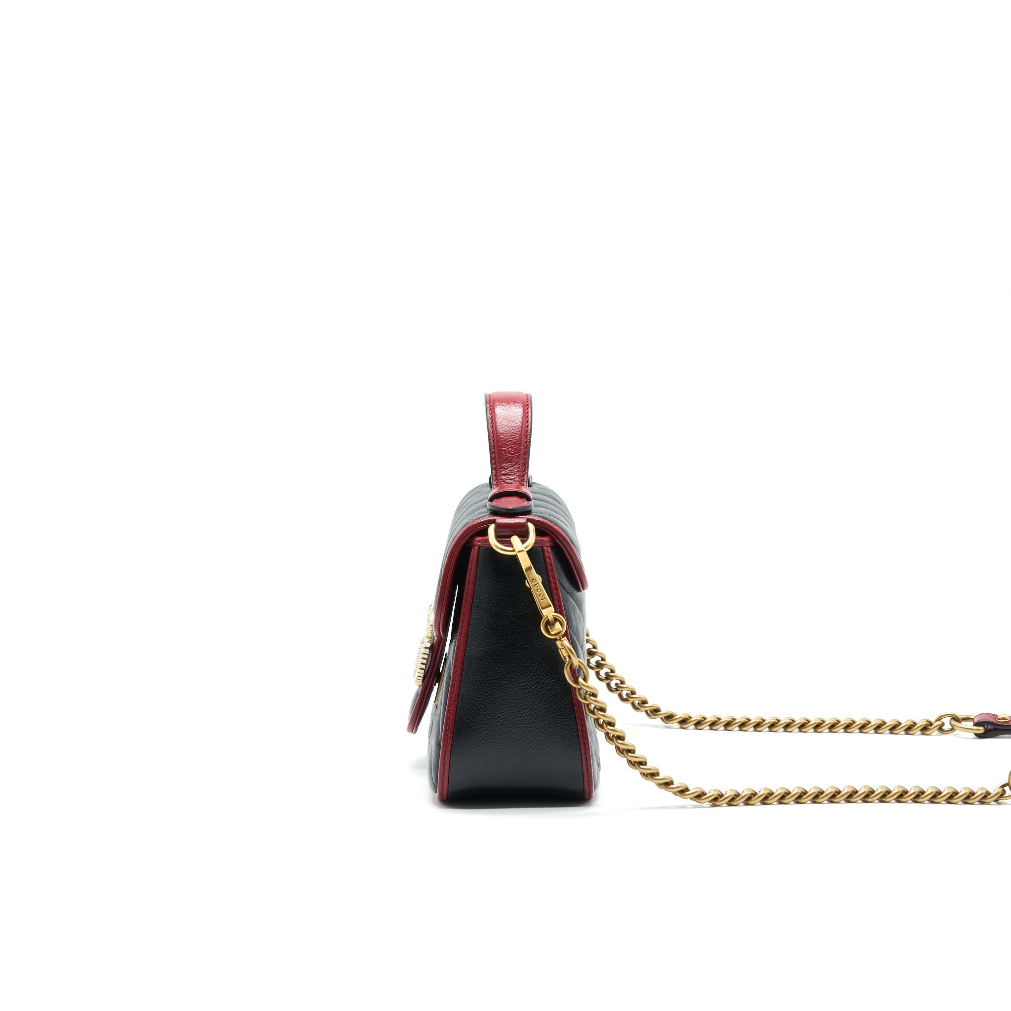 GUCCI GG MARMONT MINI TOP HANDLE BAG BLACK