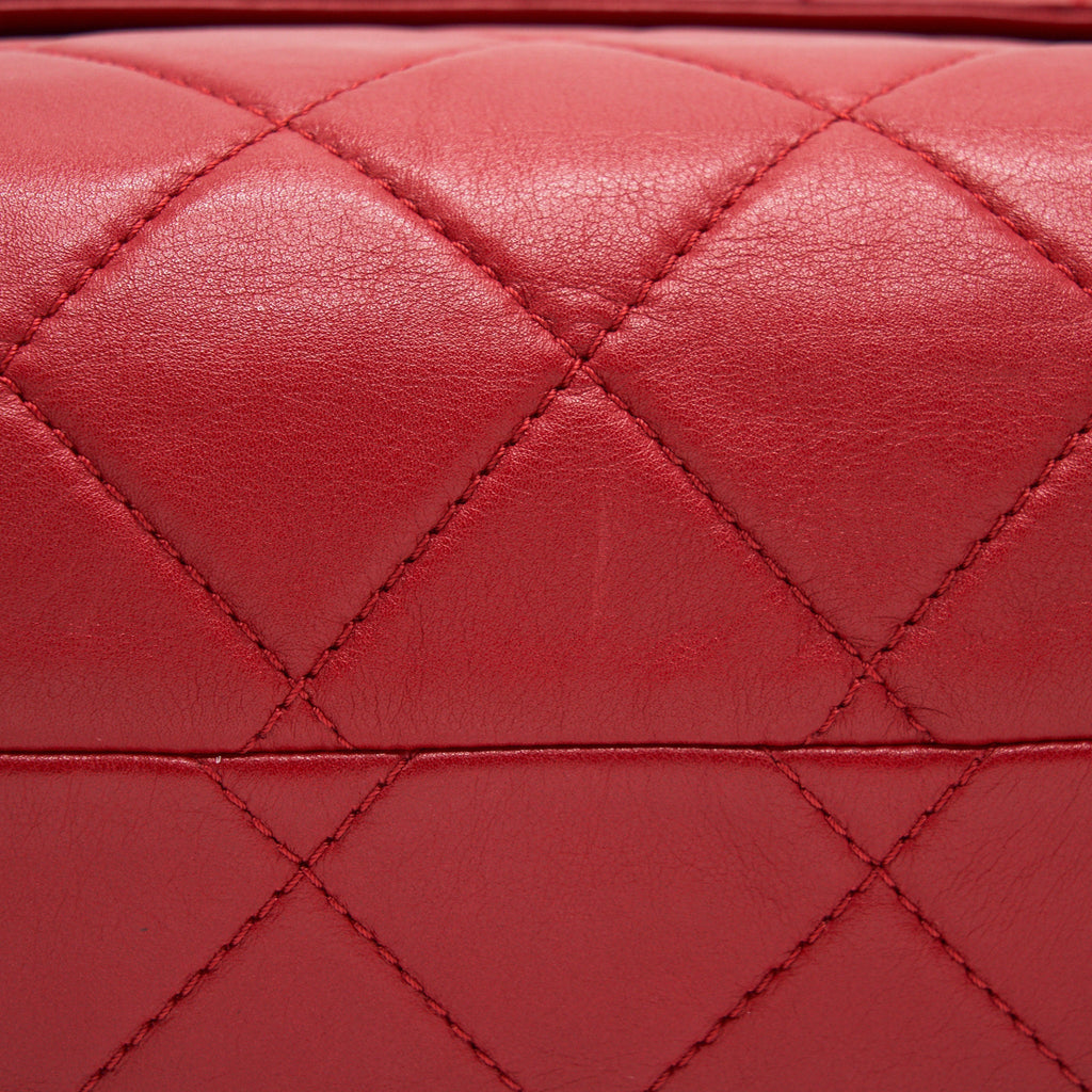 Chanel Quilted Large Flap Leather Bag With Chain Red