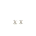 Chanel CC Logo Earrings Crystal Silver Tone