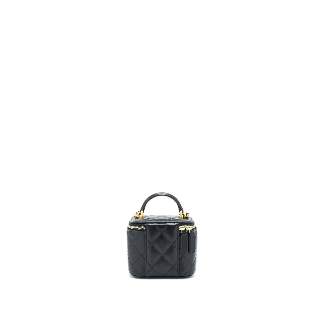 Chanel Small Handle Vanity With Chain  Lambskin Black