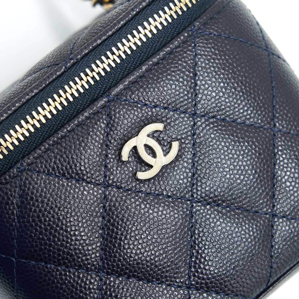 Chanel Small Vanity with Chain Navy Blue with L