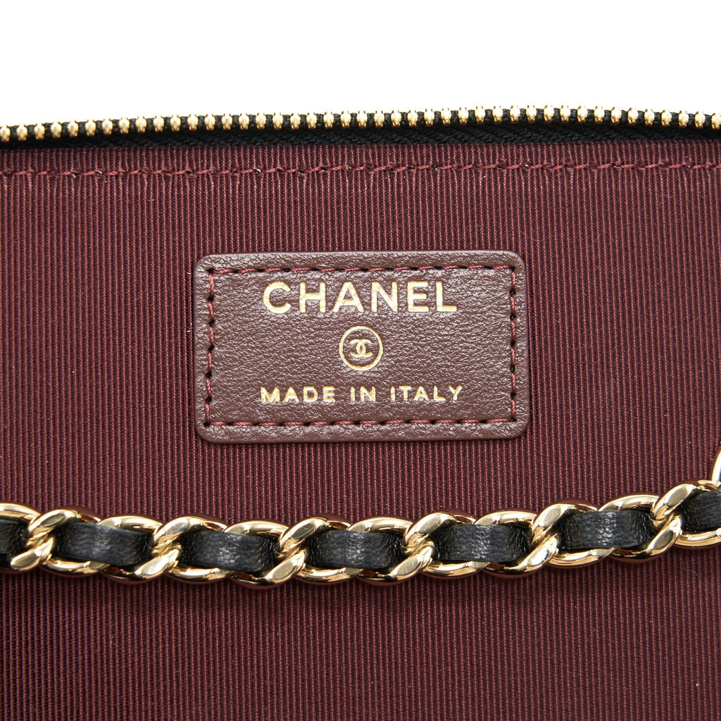 Chanel Long Vanity With Chain Lambskin Black L