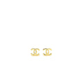 Chanel CC Logo Earring with Diamond Shaped Crystal Gold Tone