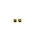 Chanel Square CC Logo Earring Black Gold Tone