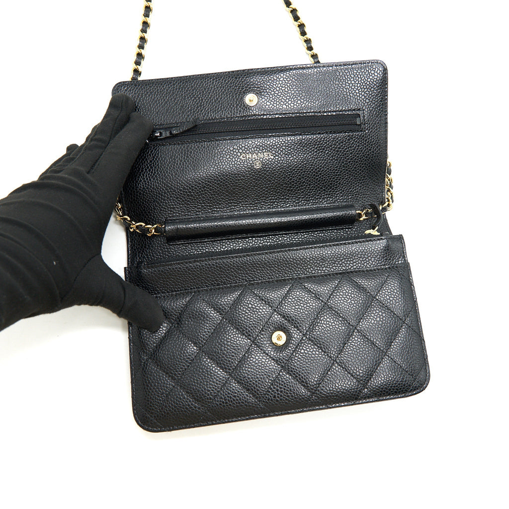 CHANEL WALLET ON CHAIN CAVIER BLACK WITH