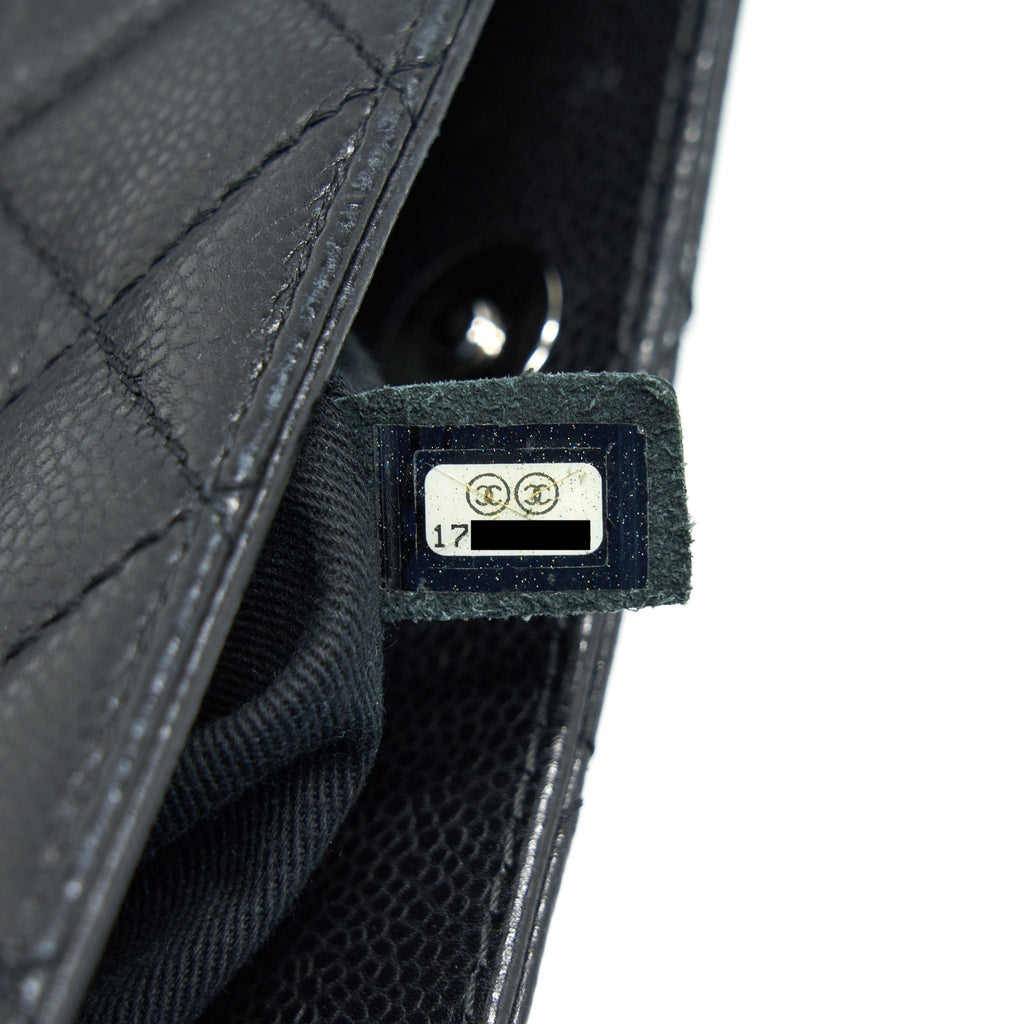 CHANEL QUILTED LEATHER TOTE BAG WITH CHAIN IN CARVIAR BLACK