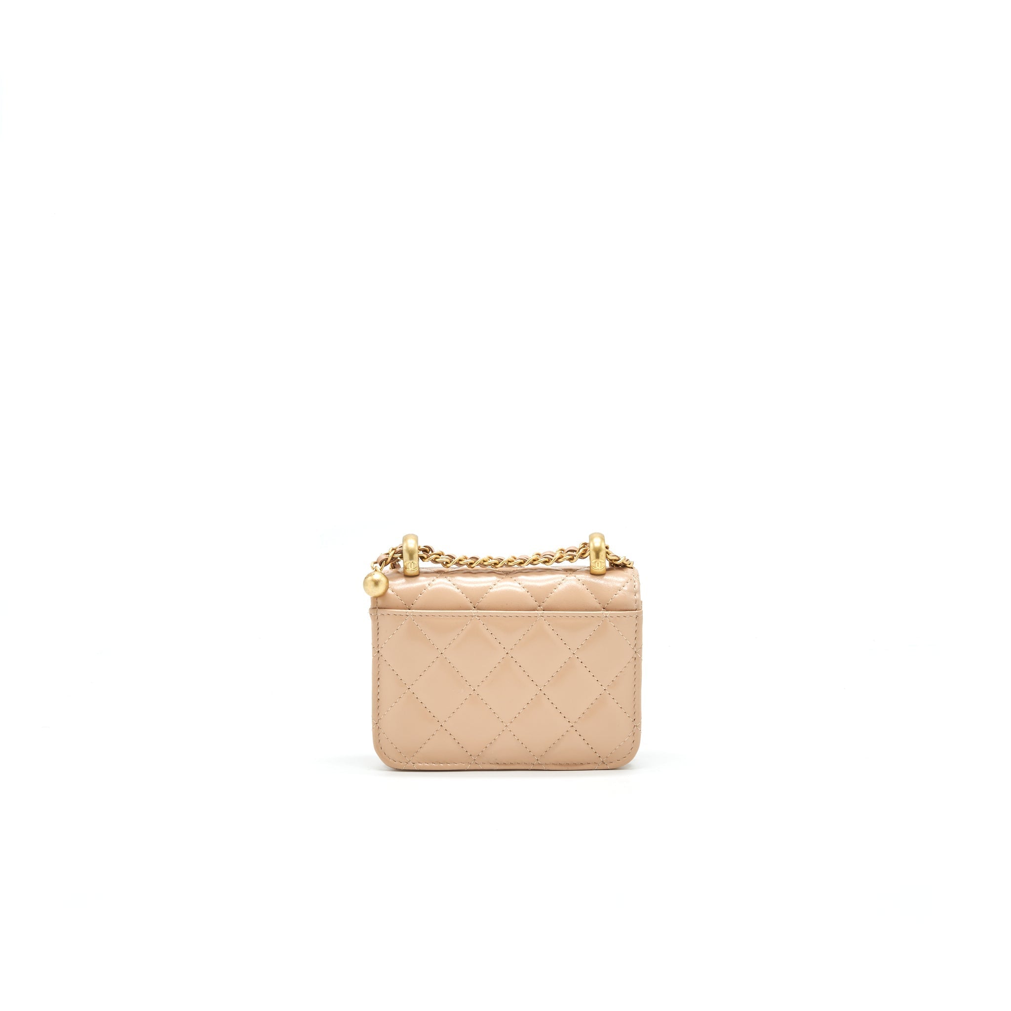 Chanel 21A Flap Coin Purse with Chain Beige  Calfskin
