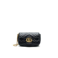GUCCI GG MARMONT SUPER MINI LEATHER BAG IN BLACK