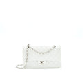CHANEL MEDIUM CLASSIC DOUBLE FLAP BAG CAVIAR WHITE