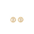 Chanel Round CC Logo Crystal and Pearl Earrings