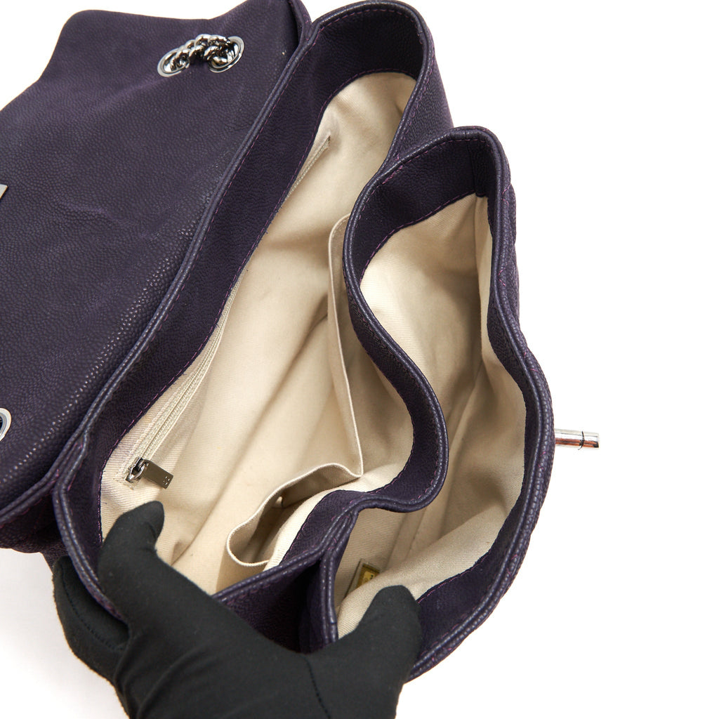 Chanel Flap Tote Bag With Chain Caviar In Purple