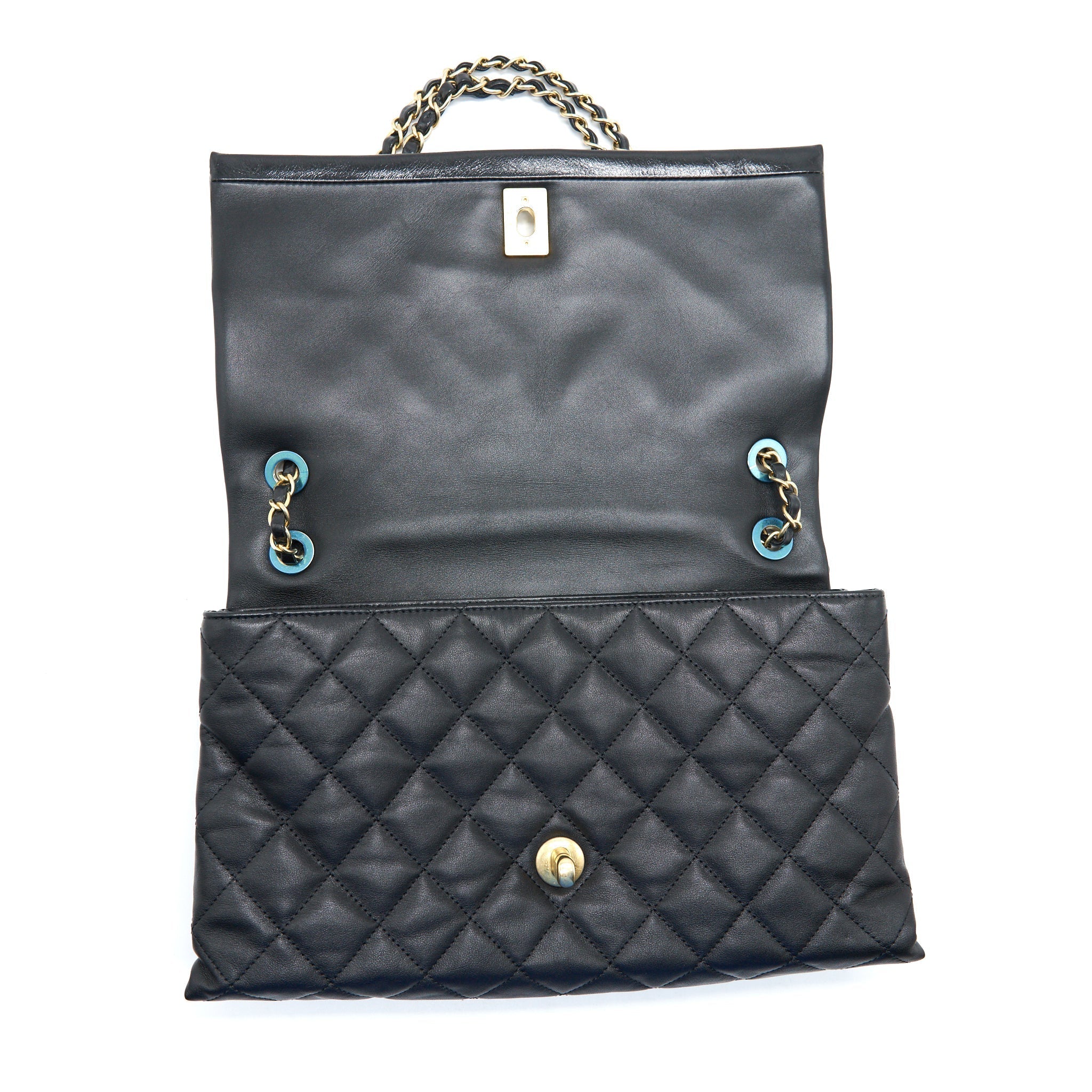 Chanel Large Single Flap Bag Calfskin  Black