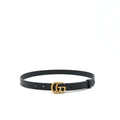Gucci Size80 GG Buckle 2cm Leather Belt Black