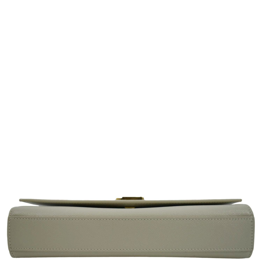 YVES SAINT LAURENT Kate Leather Chain Clutch Crossbody Bag White