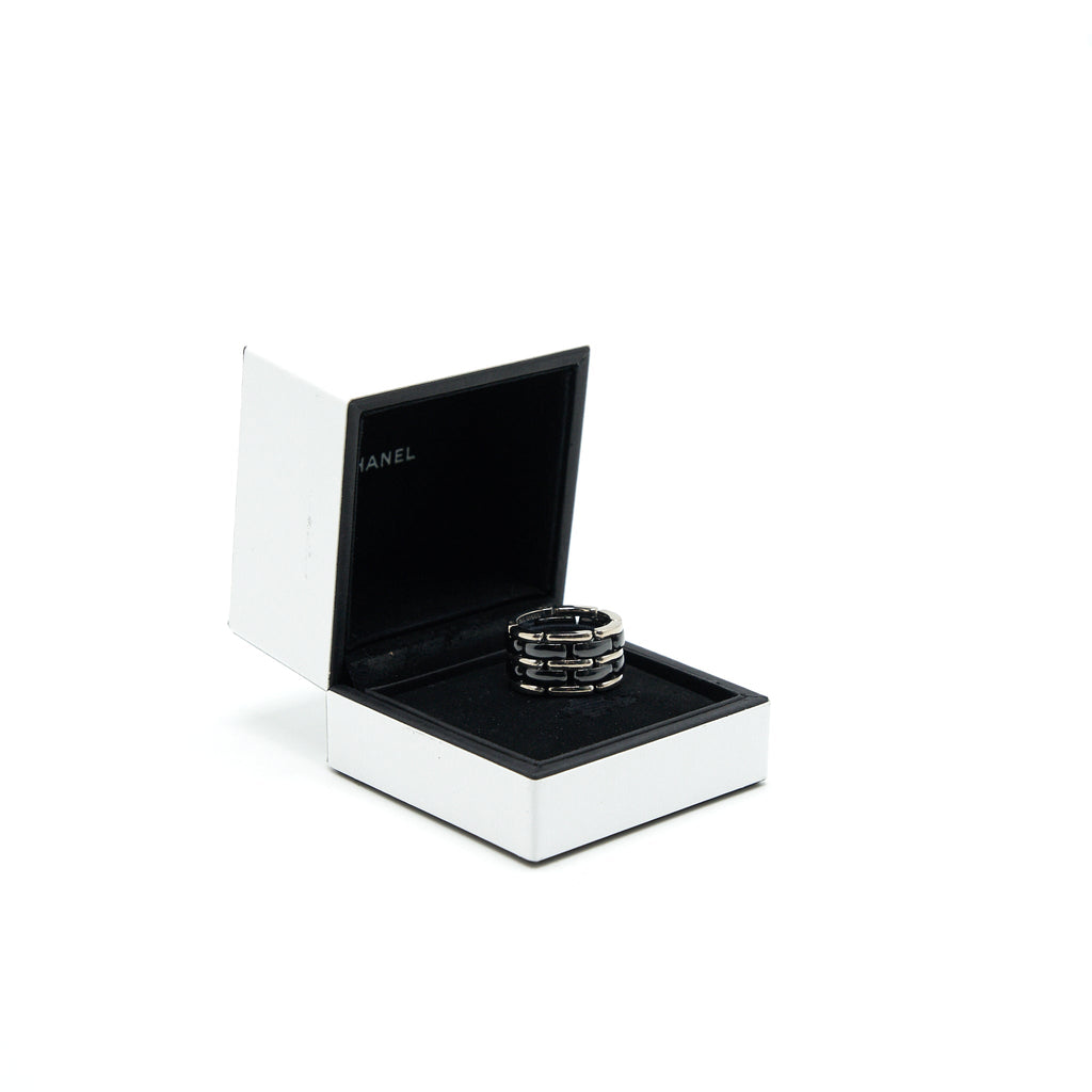 Chanel Ultra Ring Large version 18k white Gold, Black Ceramic size55