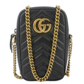 GUCCI GG Marmont Mini Matelasse Leather Crossbody Bag Black 598597