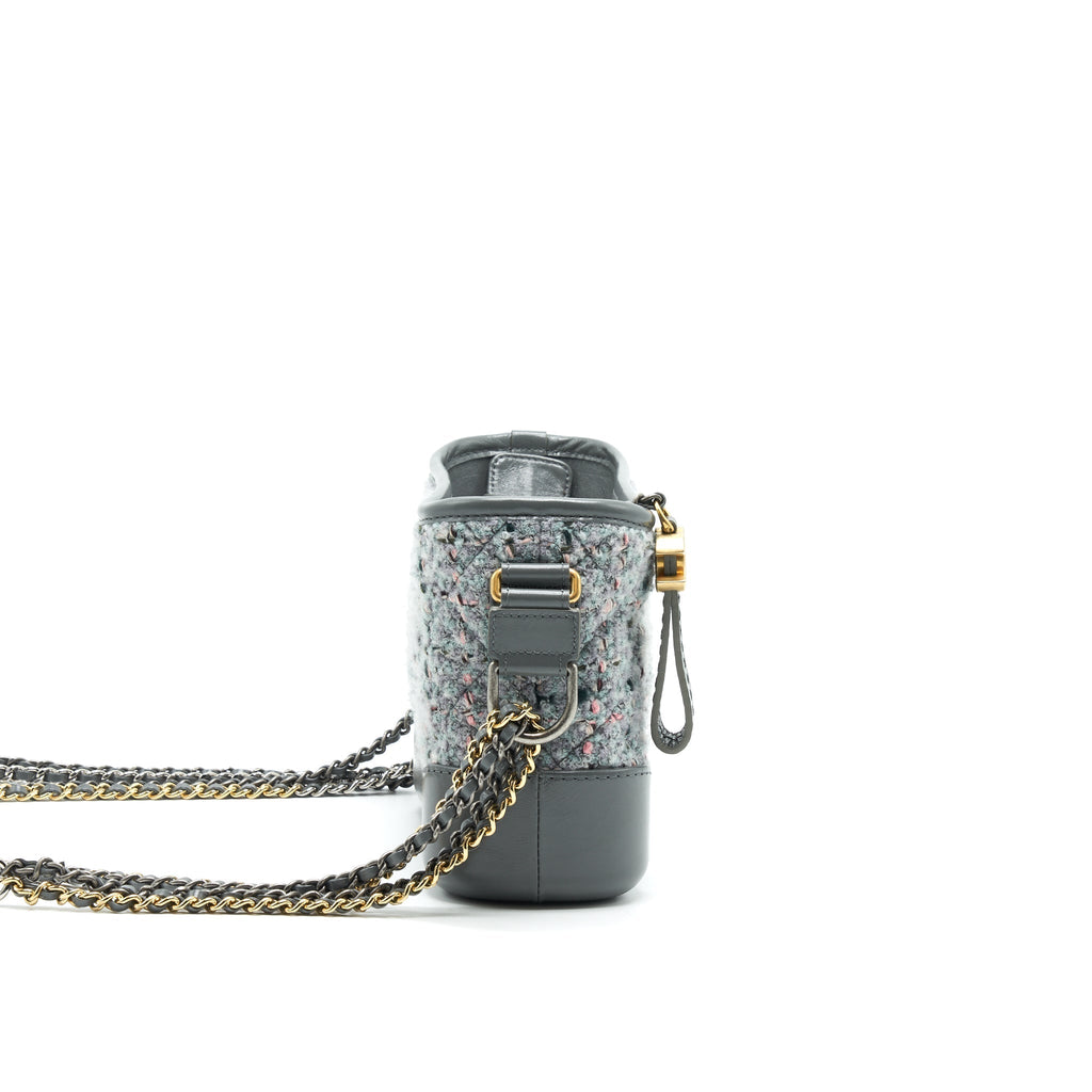 Chanel Small Tweed Gabrielle Hobo Bag Grey