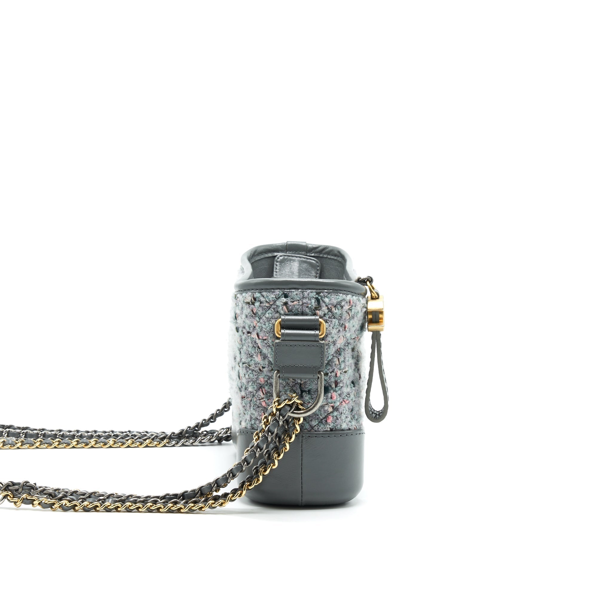 Chanel Small Tweed Gabrielle Hobo Bag Grey