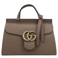 GUCCI GG Marmont Leather Top Handle Shoulder Bag Beige 421890