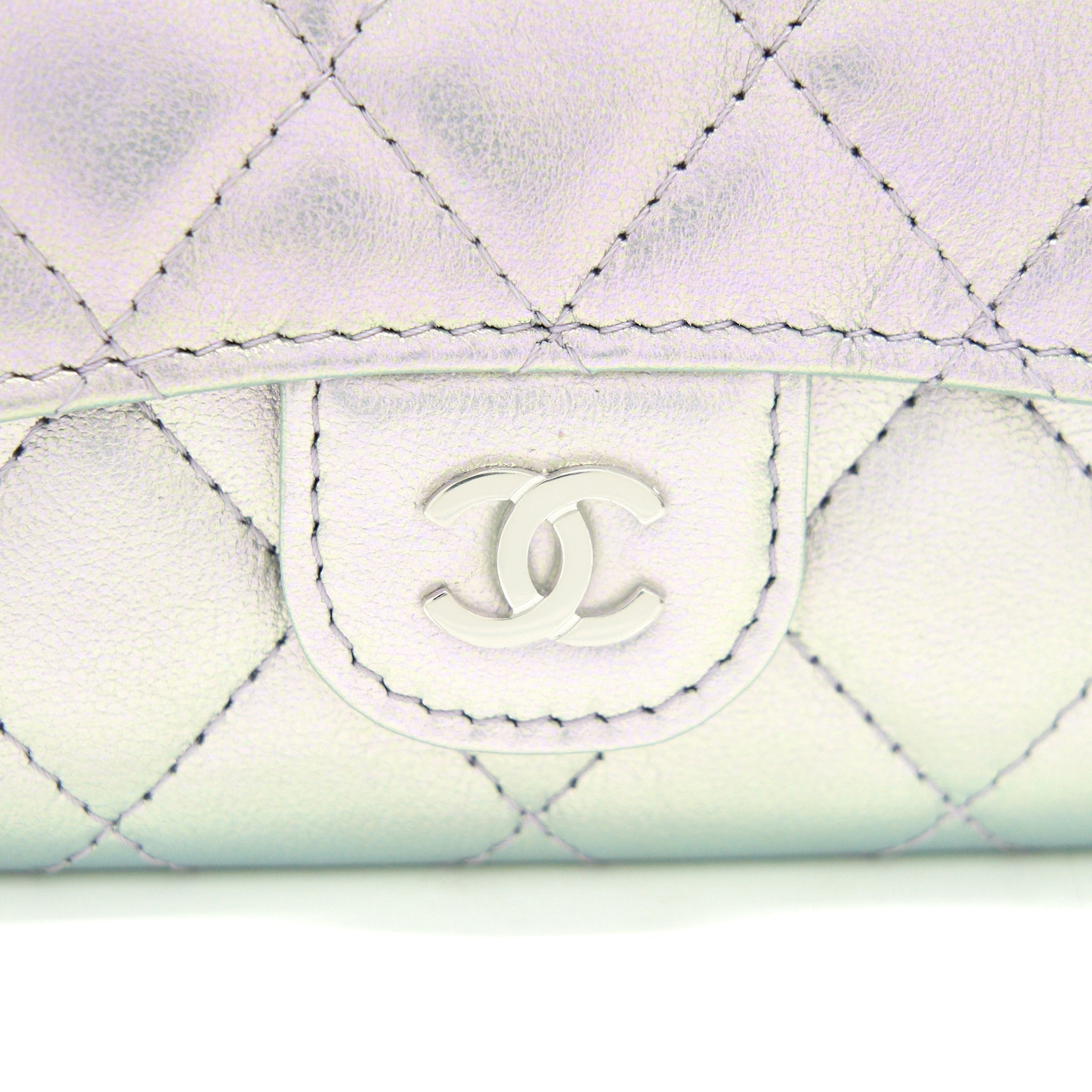 Chanel 21K Iridescent Grey Flap  Holder