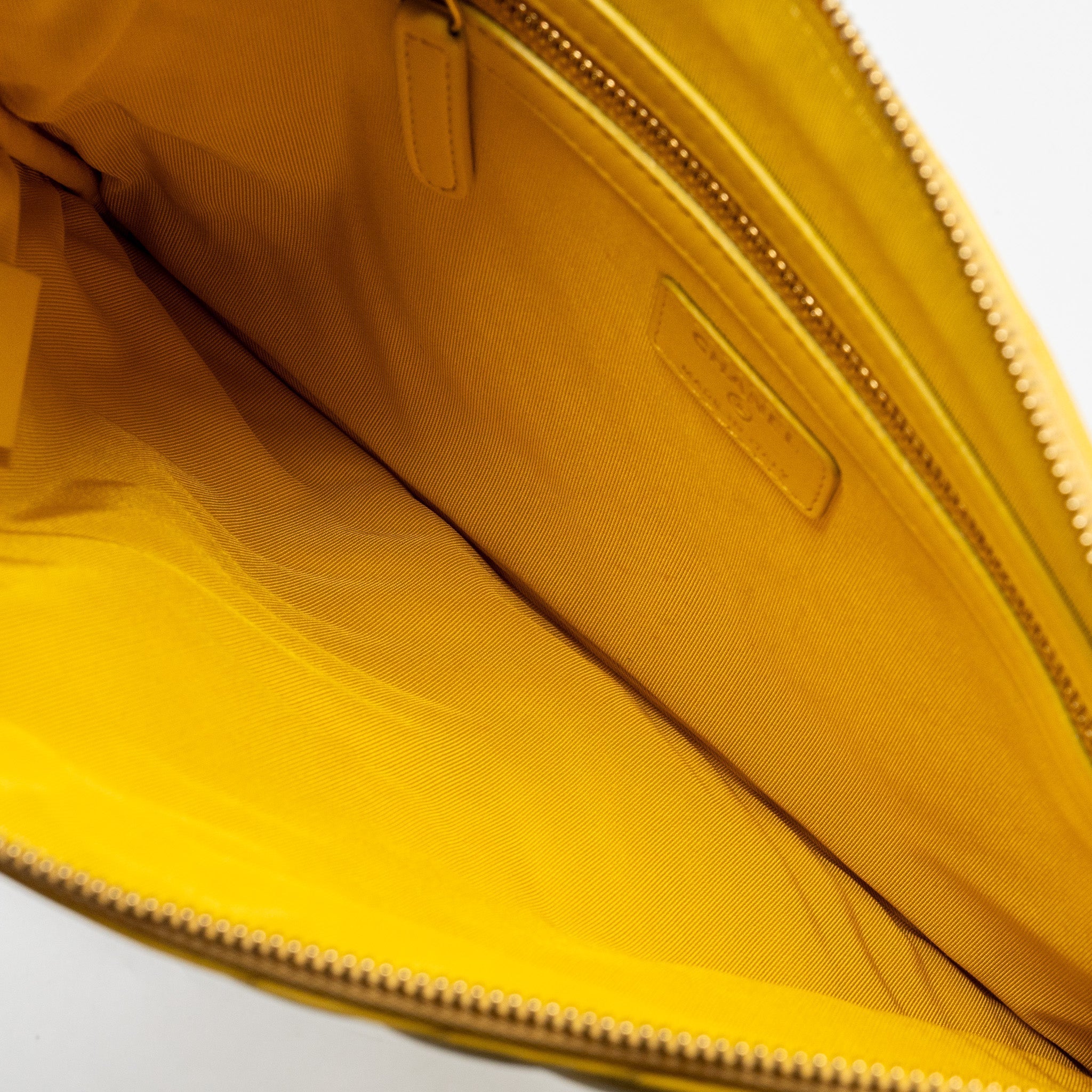 Chanel Chevron zip pouch / clutch lambskin yellow L