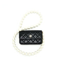Chanel Giant Pearl Clutch with Chain Calfskin Black L