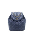 Chanel Quilted Backpack Navy Blue Ruthenium