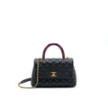 CHANEL MINI COCO HANDLE CAVIAR LEATHER WITH PYTHON HANDLE BLACK