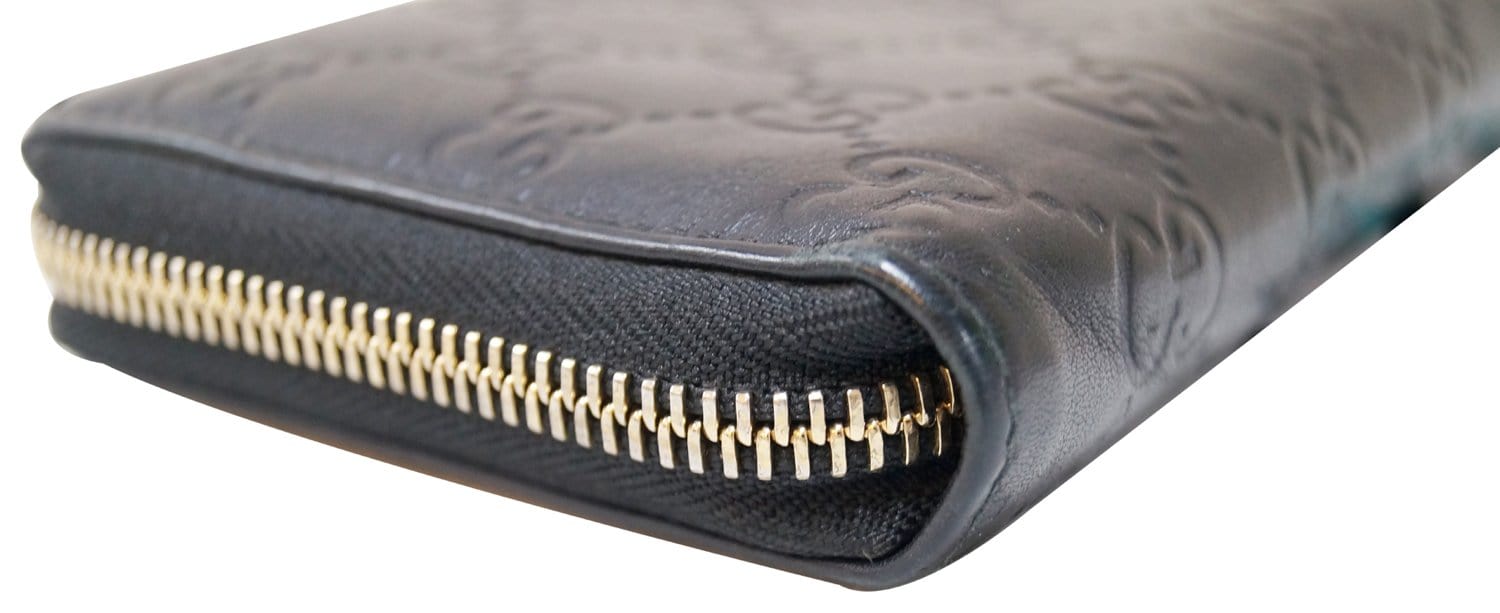 GUCCI GG Guccissima Leather Black Long Wallet