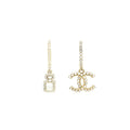 Chanel 21K Pearl CC And Perfume Bottle Charm Drop Earrings