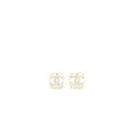 Chanel Square CC Logo Earring Crystal Light Gold Tone