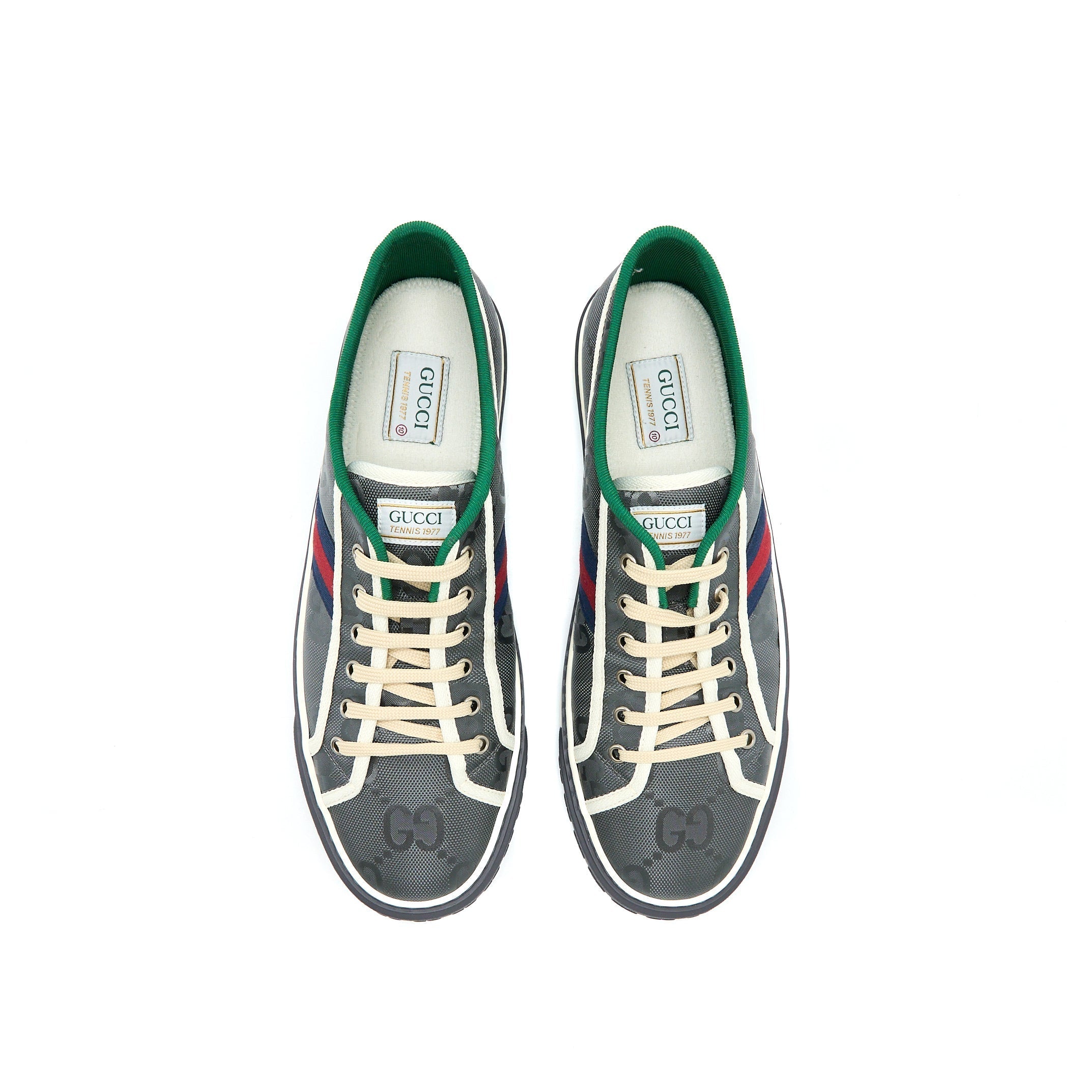 Gucci Size 10 Men�s Sneakers Off the Grid Webbing-Trimmed Monogrammed Econyl Canvas