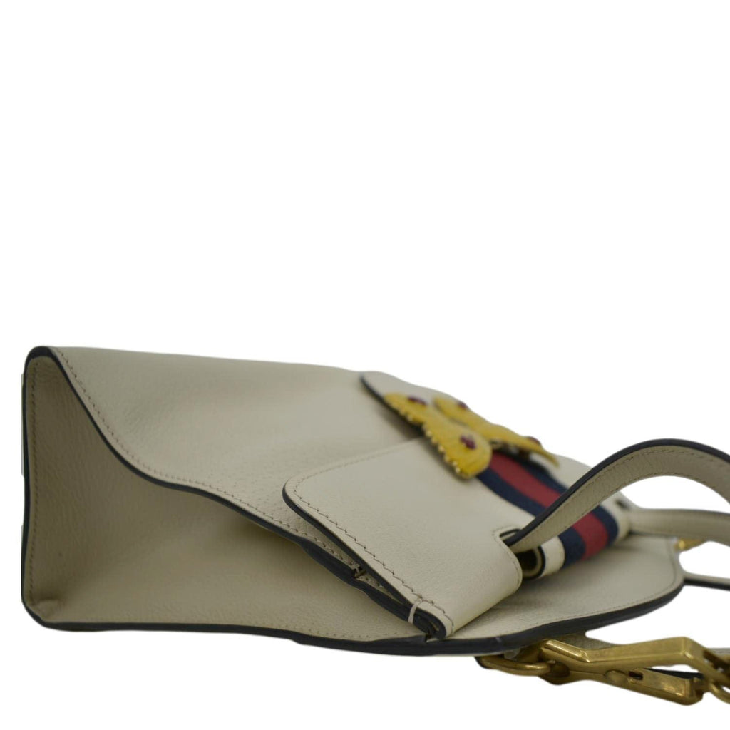 GUCCI Totem Butterfly Medium Leather Shoulder Bag Beige 505344