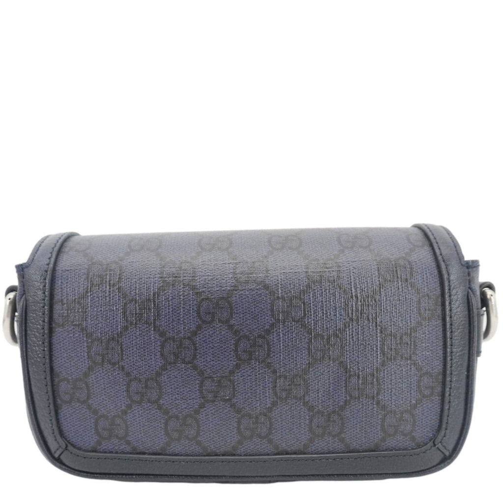 GUCCI Ophidia Super Mini GG Supreme Canvas Shoulder Bag Navy Blue 795466