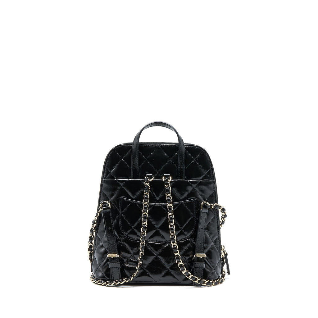 Chanel 22A Backpack Patent Black L (Microchip)