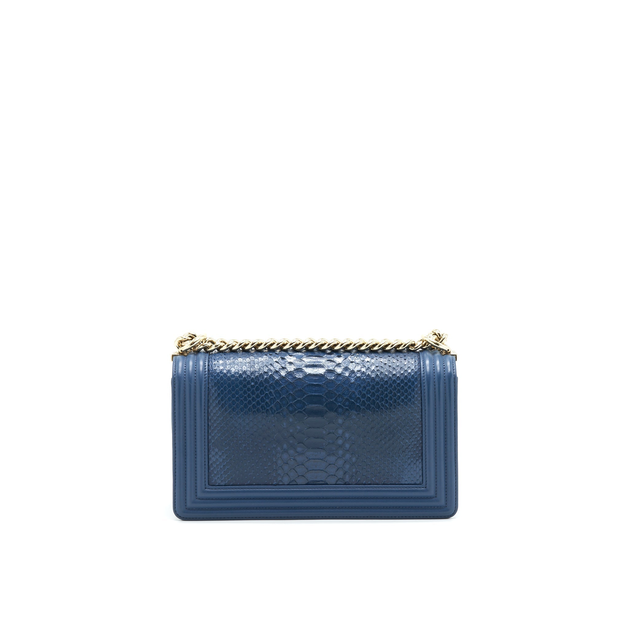 Chanel Medium Boy flap Bag Python Leather Blue L