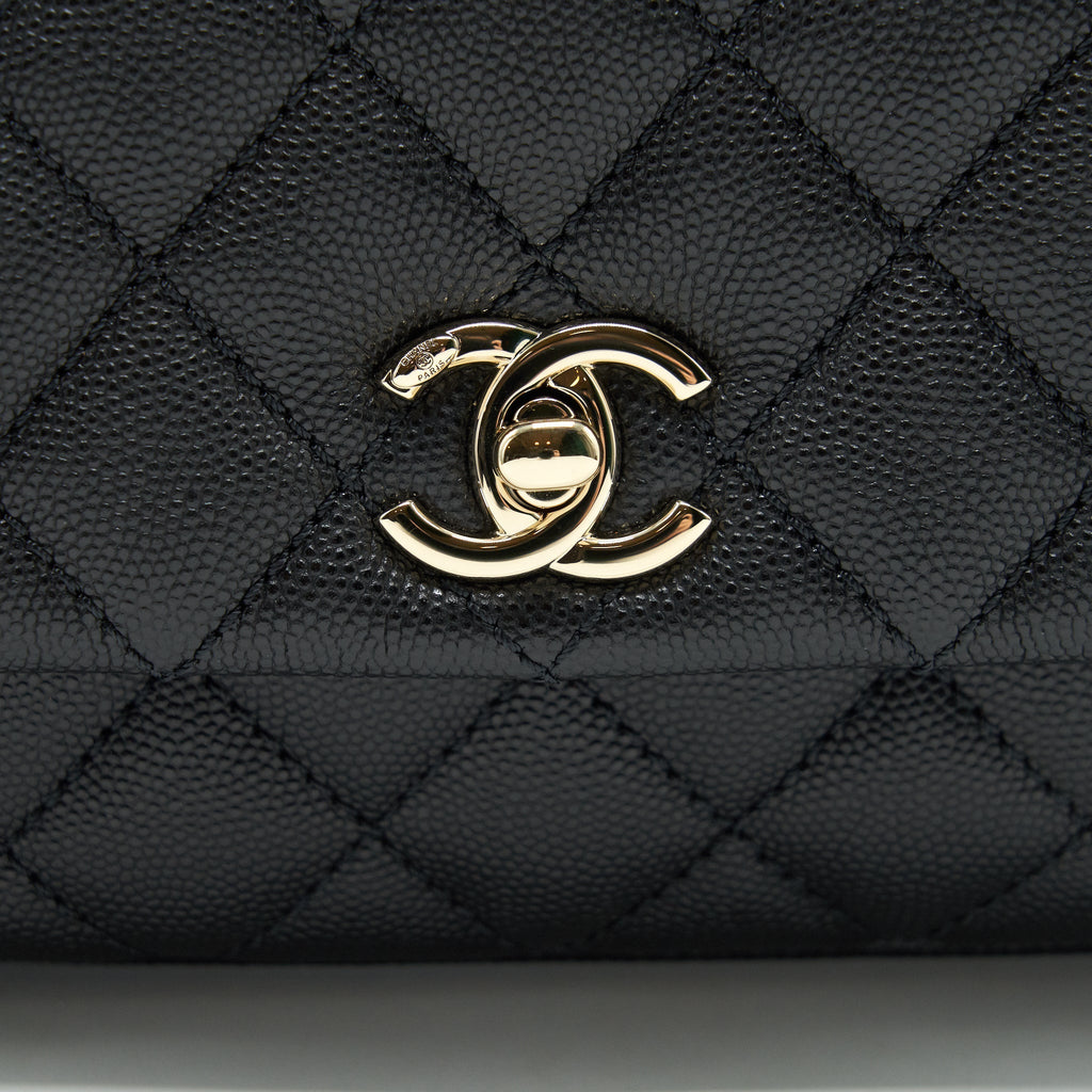 Chanel Coco Handle Extra Mini Black Embossed Handle L