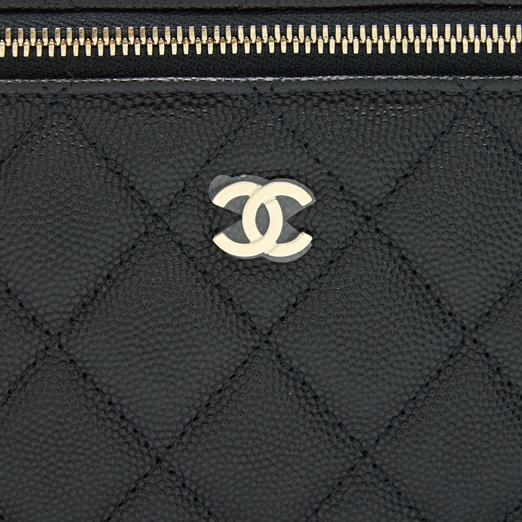 Chanel Caviar Small Long Vanity With Chain Black L