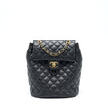 Chanel Quilted Backpack Calfskin Black