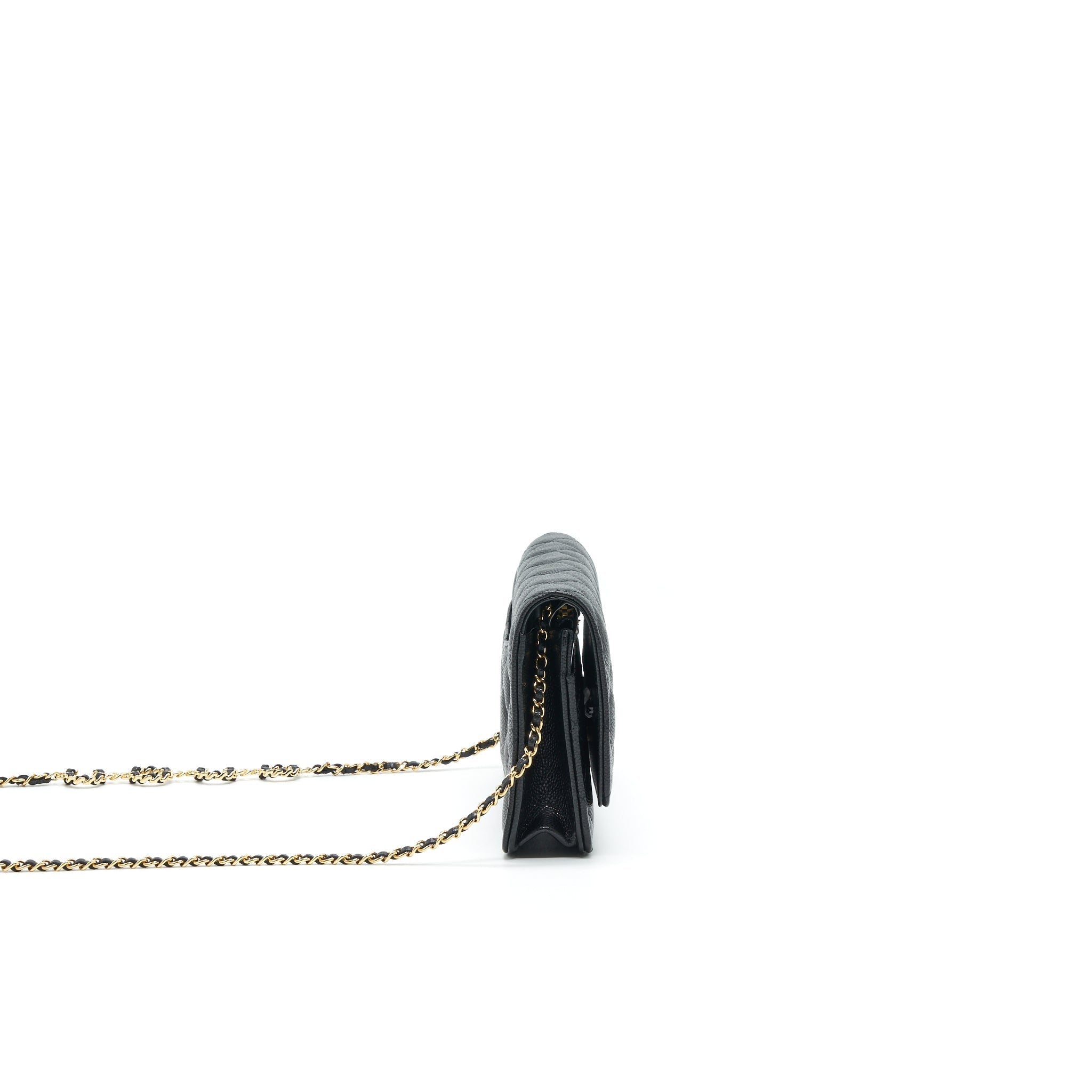 Chanel 21A Coco letter Wallet on Chain Black Caviar