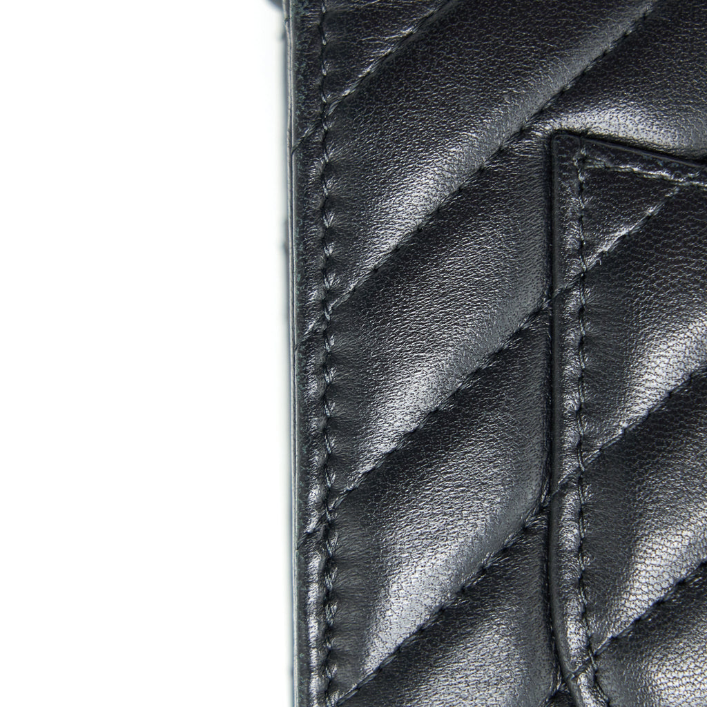 CHANEL CHEVRON WALLET ON CHAIN LAMBSKIN BLACK WITH