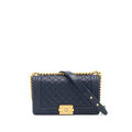 Chanel Medium Boy Grained Navy Calfskin Brushed