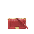 Chanel Medium Boy Grained Red Calfskin Brushed