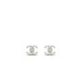 Chanel Mini CC Logo Earrings Silver Tone