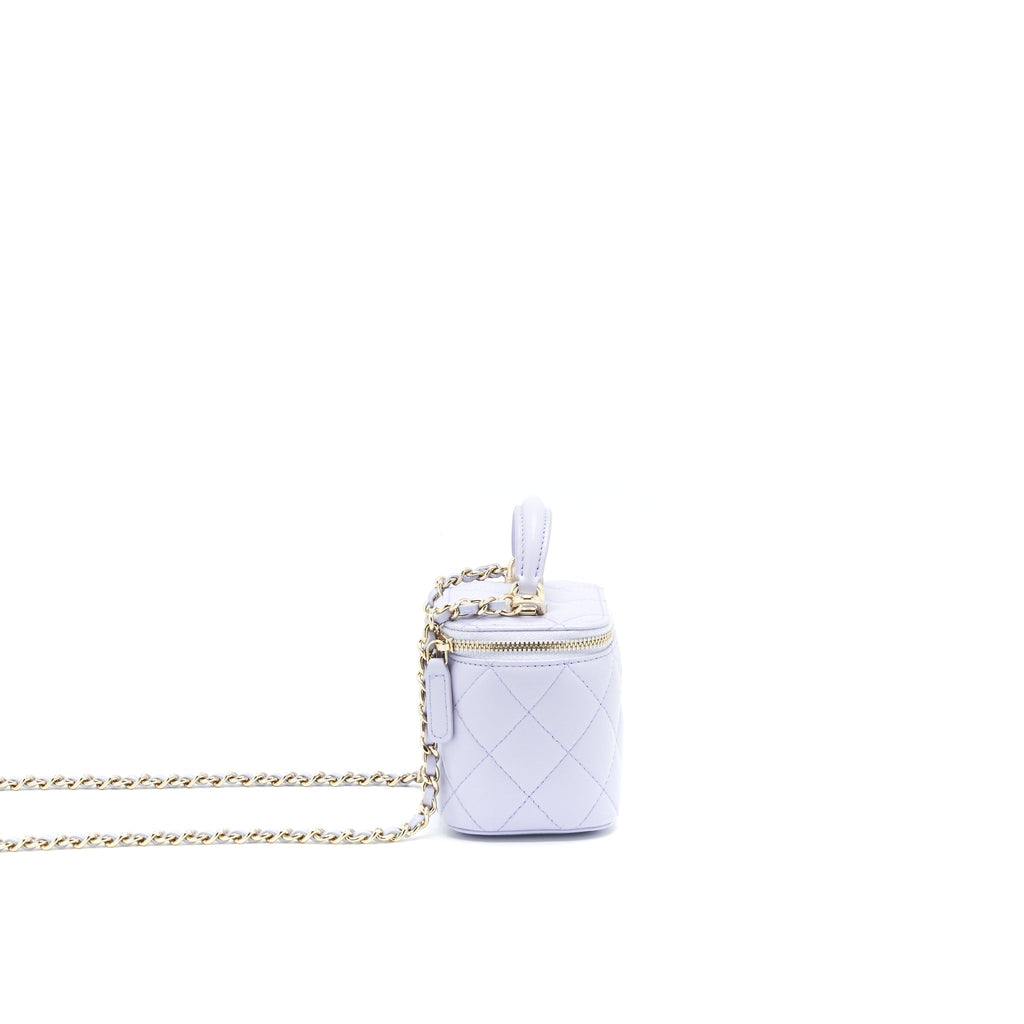 Chanel 21K Mini Top Handle Vanity With Chain Light Purple L